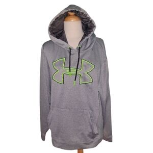 Under Armour Unisex Pullover Hoodie – Gray w/ Green Trim | Size Large